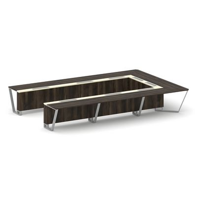 Steel Meet KM-PR.B.SP-15P (Дуб мали/Ваниль/Серый) Стол переговорный П-образный