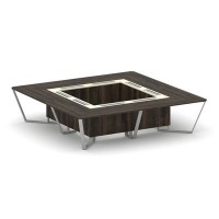 Steel Meet KM-PR.B.SP-16K (Дуб мали/Ваниль/Серый) Стол переговорный квадратный