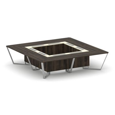 Steel Meet KM-PR.B.SP-16K (Дуб мали/Ваниль/Серый) Стол переговорный квадратный