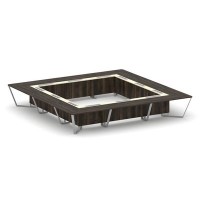 Steel Meet KM-PR.B.SP-24K (Дуб мали/Ваниль/Серый) Стол переговорный квадратный