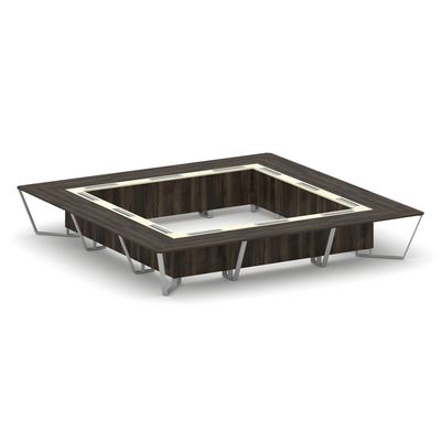 Steel Meet KM-PR.B.SP-24K (Дуб мали/Ваниль/Серый) Стол переговорный квадратный