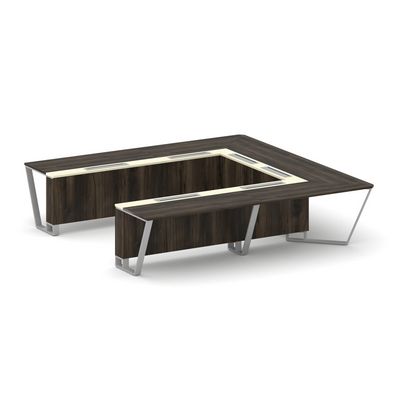 Steel Meet KMK-PR.B.SP-11P (Дуб мали/Ваниль/Серый) Стол переговорный П-образный