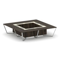 Steel Meet KMK-PR.B.SP-16K (Дуб мали/Ваниль/Серый) Стол переговорный квадратный