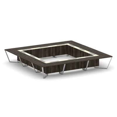 Steel Meet KMK-PR.B.SP-24K (Дуб мали/Ваниль/Серый) Стол переговорный квадратный