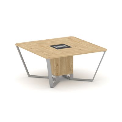 Steel Meet KM-PR.B.SP-08 (Тиквуд светлый/Графит/Серый) Стол переговорный квадратный