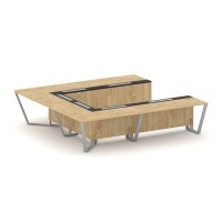 Steel Meet KM-PR.B.SP-11P (Тиквуд светлый/Графит/Серый) Стол переговорный П-образный