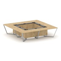 Steel Meet KM-PR.B.SP-16K (Тиквуд светлый/Графит/Серый) Стол переговорный квадратный