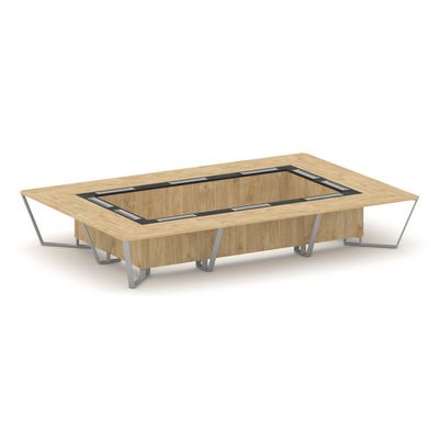 Steel Meet KM-PR.B.SP-20K (Тиквуд светлый/Графит/Серый) Стол переговорный прямоугольный