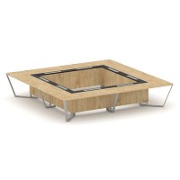 Steel Meet KM-PR.B.SP-20K2 (Тиквуд светлый/Графит/Серый) Стол переговорный квадратный