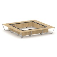 Steel Meet KM-PR.B.SP-24K (Тиквуд светлый/Графит/Серый) Стол переговорный квадратный