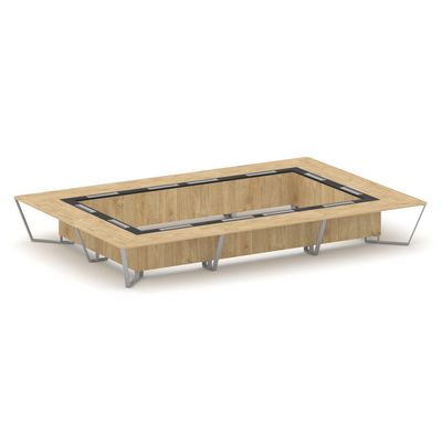 Steel Meet KM-PR.B.SP-26K2 (Тиквуд светлый/Графит/Серый) Стол переговорный прямоугольный