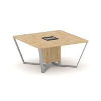 Steel Meet KMK-PR.B.SP-08 (Тиквуд светлый/Графит/Серый) Стол переговорный квадратный