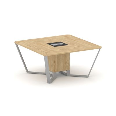 Steel Meet KMK-PR.B.SP-08 (Тиквуд светлый/Графит/Серый) Стол переговорный квадратный