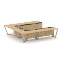 Steel Meet KMK-PR.B.SP-11P (Тиквуд светлый/Графит/Серый) Стол переговорный П-образный