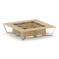 Steel Meet KMK-PR.B.SP-16K (Тиквуд светлый/Графит/Серый) Стол переговорный квадратный