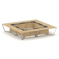 Steel Meet KMK-PR.B.SP-20K2 (Тиквуд светлый/Графит/Серый) Стол переговорный квадратный