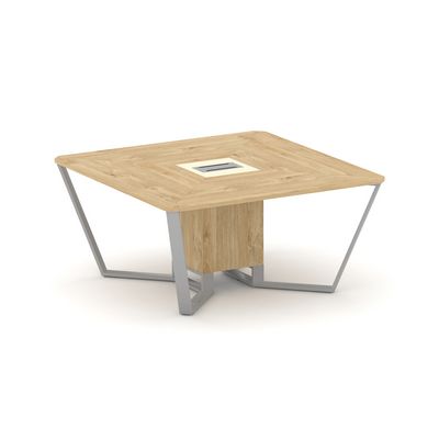 Steel Meet KM-PR.B.SP-08 (Тиквуд светлый/Ваниль/Серый) Стол переговорный квадратный