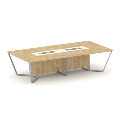 Steel Meet KM-PR.B.SP-12 (Тиквуд светлый/Ваниль/Серый) Стол переговорный прямоугольный