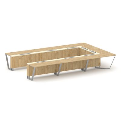 Steel Meet KM-PR.B.SP-15P (Тиквуд светлый/Ваниль/Серый) Стол переговорный П-образный