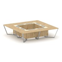 Steel Meet KM-PR.B.SP-16K (Тиквуд светлый/Ваниль/Серый) Стол переговорный квадратный