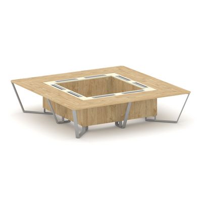 Steel Meet KM-PR.B.SP-16K (Тиквуд светлый/Ваниль/Серый) Стол переговорный квадратный