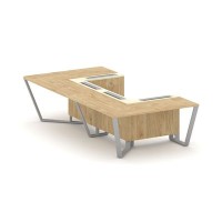 Steel Meet KMK-PR.B.SP-07P (Тиквуд светлый/Ваниль/Серый) Стол переговорный П-образный