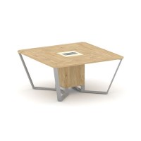 Steel Meet KMK-PR.B.SP-08 (Тиквуд светлый/Ваниль/Серый) Стол переговорный квадратный