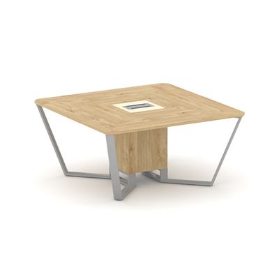 Steel Meet KMK-PR.B.SP-08 (Тиквуд светлый/Ваниль/Серый) Стол переговорный квадратный