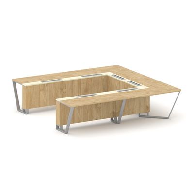 Steel Meet KMK-PR.B.SP-11P (Тиквуд светлый/Ваниль/Серый) Стол переговорный П-образный