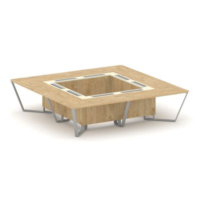 Steel Meet KMK-PR.B.SP-16K (Тиквуд светлый/Ваниль/Серый) Стол переговорный квадратный