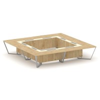 Steel Meet KMK-PR.B.SP-20K2 (Тиквуд светлый/Ваниль/Серый) Стол переговорный квадратный