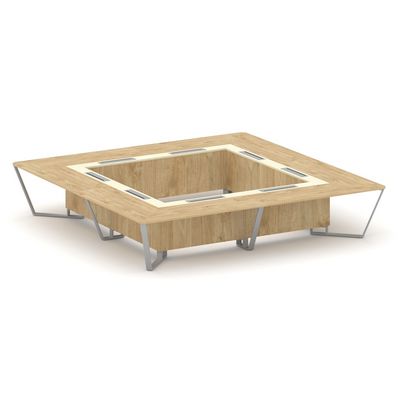 Steel Meet KMK-PR.B.SP-20K2 (Тиквуд светлый/Ваниль/Серый) Стол переговорный квадратный