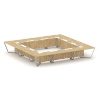 Steel Meet KMK-PR.B.SP-24K (Тиквуд светлый/Ваниль/Серый) Стол переговорный квадратный