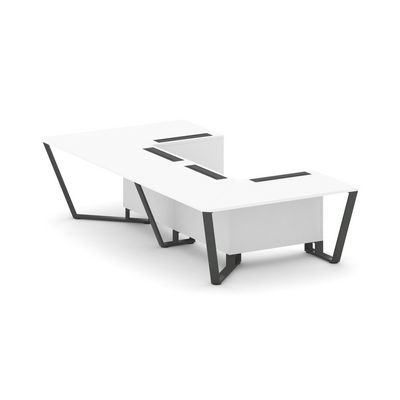 Steel Meet KD-PR.B.SP-07P (Белый бриллиант/Антрацит) Стол переговорный П-образный