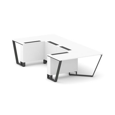 Steel Meet KD-PR.B.SP-07P (Белый бриллиант/Антрацит) Стол переговорный П-образный