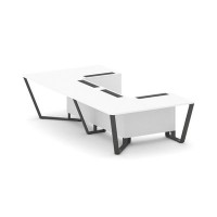 Steel Meet KDK-PR.B.SP-07P (Белый бриллиант/Антрацит) Стол переговорный П-образный