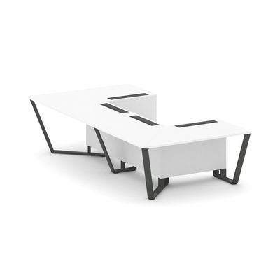 Steel Meet KDK-PR.B.SP-07P (Белый бриллиант/Антрацит) Стол переговорный П-образный