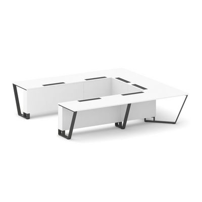 Steel Meet KDK-PR.B.SP-11P (Белый бриллиант/Антрацит) Стол переговорный П-образный