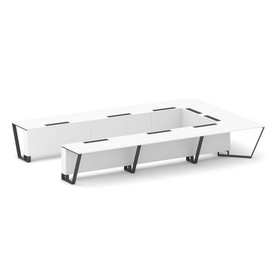 Steel Meet KDK-PR.B.SP-15P (Белый бриллиант/Антрацит) Стол переговорный П-образный