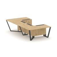 Steel Meet KD-PR.B.SP-07P (Тиквуд светлый/Антрацит) Стол переговорный П-образный