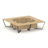 Steel Meet KD-PR.B.SP-16K (Тиквуд светлый/Антрацит) Стол переговорный квадратный