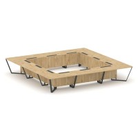 Steel Meet KD-PR.B.SP-24K (Тиквуд светлый/Антрацит) Стол переговорный квадратный