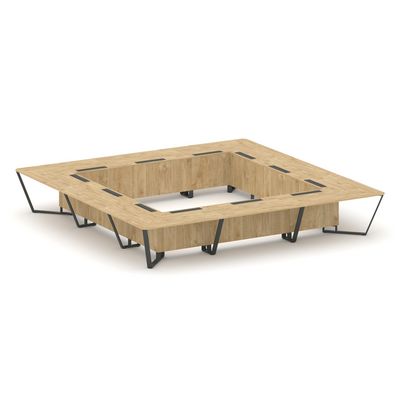 Steel Meet KD-PR.B.SP-24K (Тиквуд светлый/Антрацит) Стол переговорный квадратный