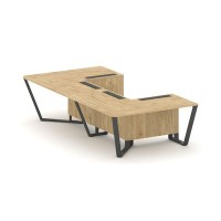 Steel Meet KDK-PR.B.SP-07P (Тиквуд светлый/Антрацит) Стол переговорный П-образный