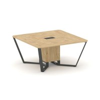 Steel Meet KDK-PR.B.SP-08 (Тиквуд светлый/Антрацит) Стол переговорный квадратный