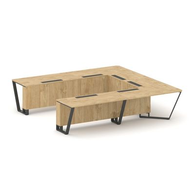Steel Meet KDK-PR.B.SP-11P (Тиквуд светлый/Антрацит) Стол переговорный П-образный