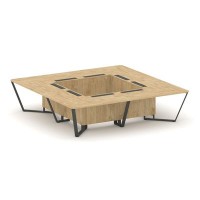 Steel Meet KDK-PR.B.SP-16K (Тиквуд светлый/Антрацит) Стол переговорный квадратный