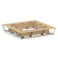 Steel Meet KDK-PR.B.SP-24K (Тиквуд светлый/Антрацит) Стол переговорный квадратный