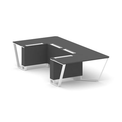 Steel Meet KD-PR.B.SP-07P (Антрацит/Белый) Стол переговорный П-образный