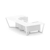 Steel Meet KD-PR.B.SP-07P (Белый бриллиант/Белый) Стол переговорный П-образный